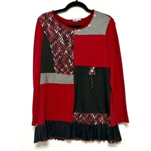 Vintage Soft Grunge Patchwork Tunic Sweater Women S Wool Blend Dark Academia